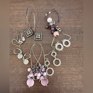 Assorted Pink and Silver Women's Earrings - Fashion Jewelry Set